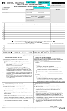 Personal Effects Accounting Document Form Template