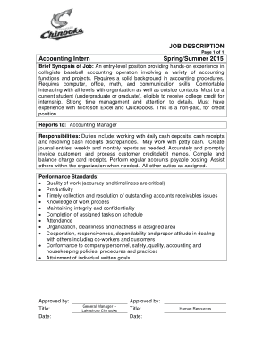 Bank internship job description