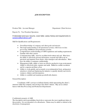 Free Download PDF Books, Account Manager Job Description Template