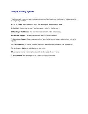 Free Download PDF Books, Basic Business Meeting Agenda Sample