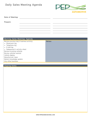 Free Download PDF Books, Basic Sales Meeting Agenda Example