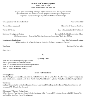 Free Download PDF Books, General Staff Meeting Agenda Format