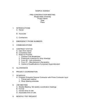 Sample Construction Safety Meeting Agenda