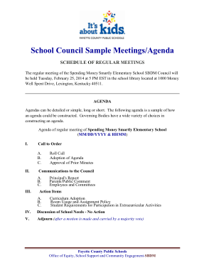 School Council Meeting Agenda