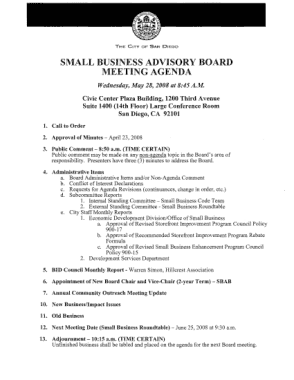 Small Business Advisory Meeting Agenda
