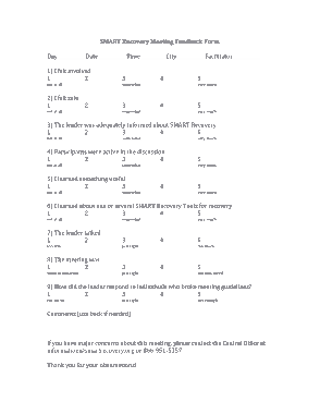 Sample Recovery Meeting Feedback Form