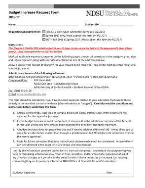 Budget Increase Request Form Template