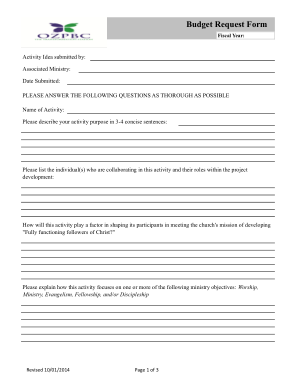 Budget Request Form Example Template