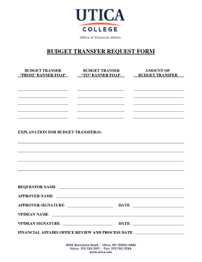 Budget Transfer Request Form Sample Template