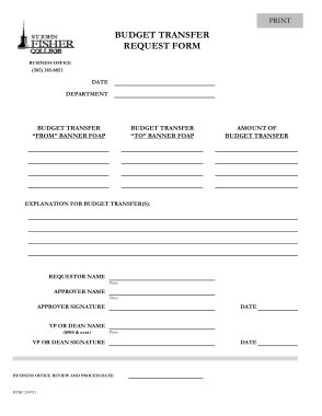 Budget Transfer Request Form Template