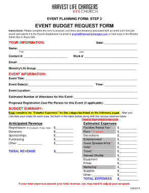 Event Budget Request Form Template