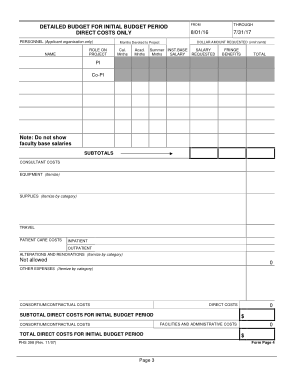 Detailed Budget and Justifications Template
