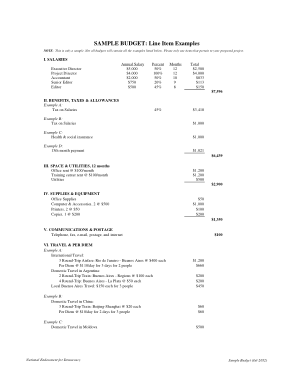 Sample Consultant Budget Template