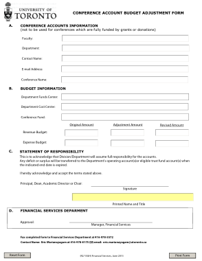 Conference Account Budget Adjustment Form Template