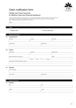 Blank Claim Notification Form Template