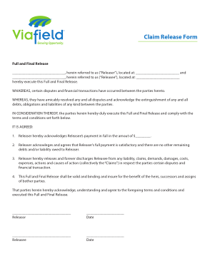 Claim Payment Release Form Template