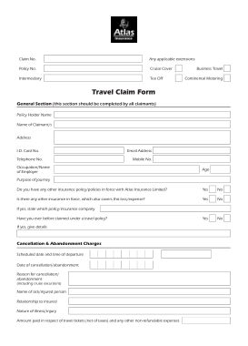 Company Travel Claim Form Template
