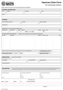Expenses Tax Claim Form Template