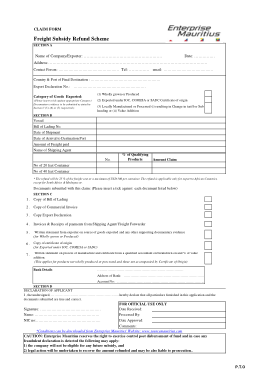 Freight Subsidy Claim Form Template