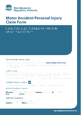 Motor Accident Personal Injury Claim Form Template