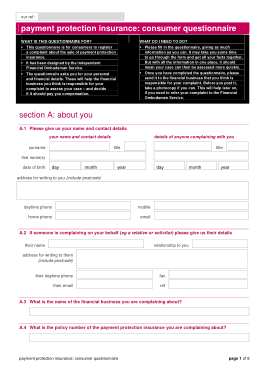 Payment Protection Claim Form Template