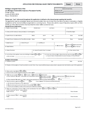 Personal Injury Protection Claim Form Template