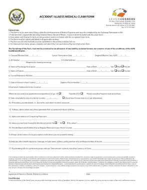 Accident Medical Claim Form Template