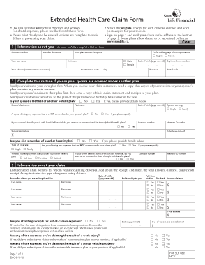 Extended Health Care Medical Claim Form Template