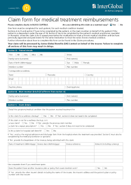 Interactive Medical Claim Form Simple Template