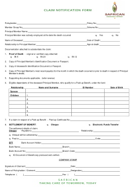 Medical Claim Notification Form Template