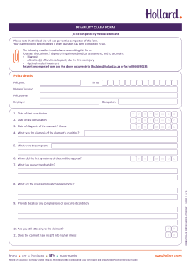 Medical Disability Claim Form Template