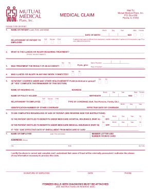 Medical Mutual Claim Form Template