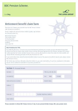 Retirement Pension Service Claim Form Template