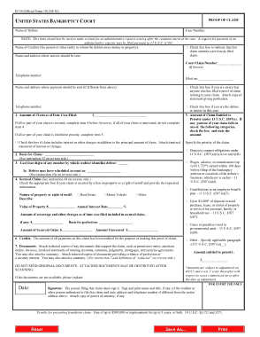 Estate Proof Of Claim Form Template