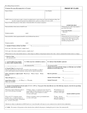 Proof Of Claim Official Form Sample Template