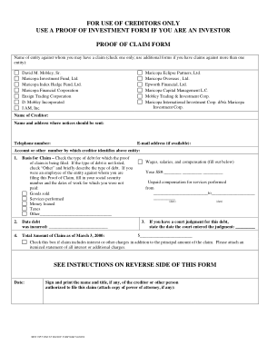 Standard Proof Of Claim Form Template