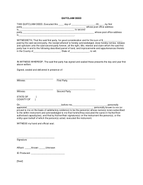 Free Quick Claim Deed Form Template