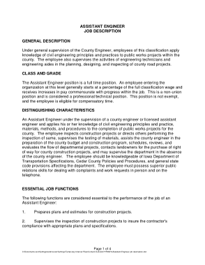 Free Download PDF Books, Sample Assistant Engineer Job Description Template