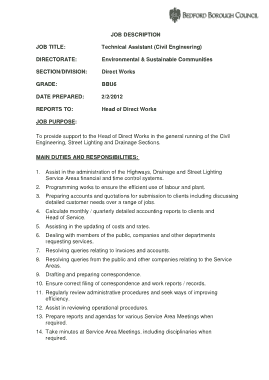 Technical Assistant Engineer Job Description Template