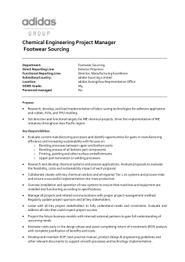Chemical Engineer Project Manager Job Description Template