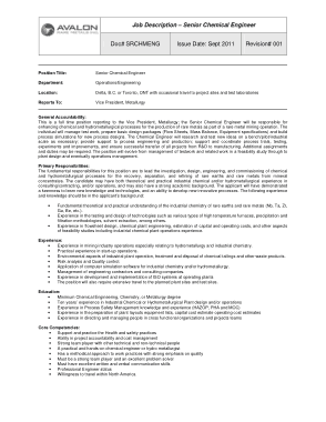 Free Download PDF Books, Senior Chemical Engineer Job Description Template