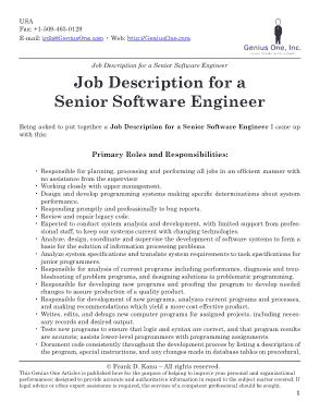 Senior Computer Engineer Job Description Template