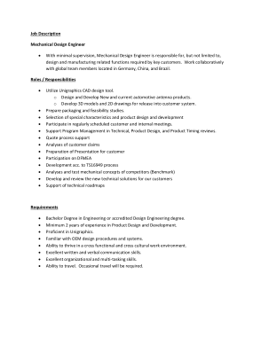Mechanical Design Engineer Job Profile Description Template