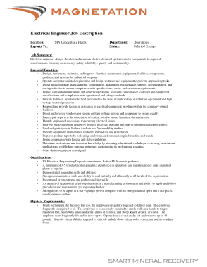 Job Description Of Electrical Engineer In Construction Template