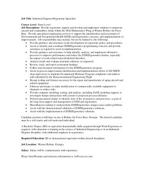 Free Download PDF Books, Entry Level Industrial Engineer Job Description Template