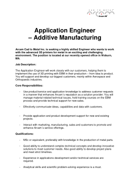 Manufacturing Applications Engineer Job Description Template