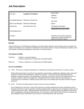 Free Download PDF Books, Logistics Coordinator Job Description Template