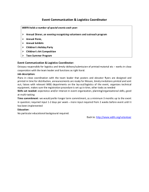 Free Download PDF Books, Sample Event Logistics Coordinator Job Description Template