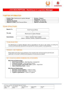Free Download PDF Books, Logistics And Warehouse Manager Job Description Template