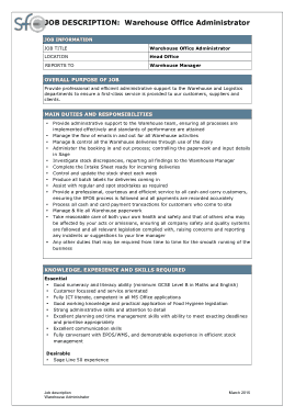 Free Download PDF Books, Warehouse Office Administrator Manager Job Description Template